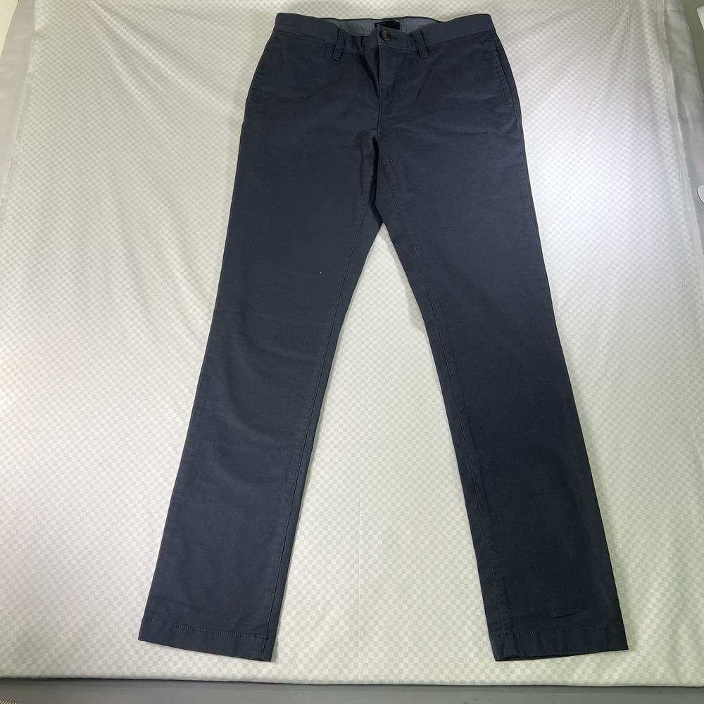 14th & Union Straight Slim Dress Pants Women's 31/32 Gray Flat Front CottonBlend